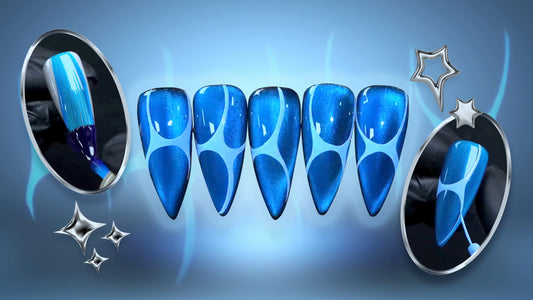 Cyber Blue Cat Eye Nail Art Quick Tutorial For Labor Day