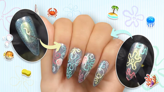 Flower Clouds Bikini Bottom Manicure Design Tutorial