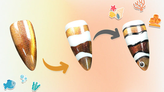 Nemo Clownfish Cat Eye Nail Art Tutorial