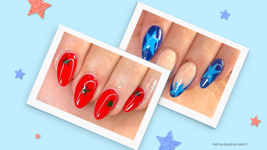 Simple and Easy Memorial Day Manicure featuring Red nails with stars and Blue nails with stars