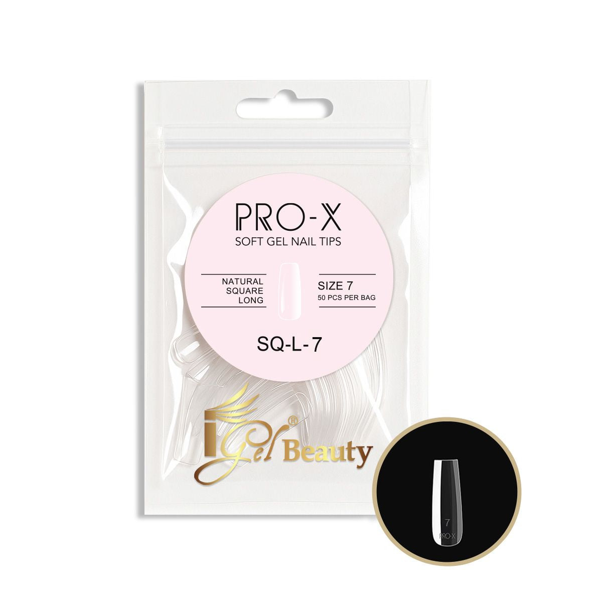 PRO-X Soft Gel Nail Tips 04 - Natural Square Long (Refill Bag)