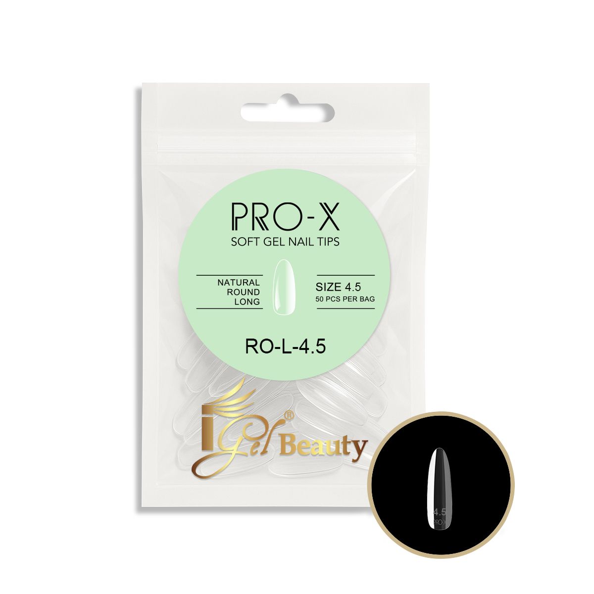 PRO-X Soft Gel Nail Tips 24 - Natural Round Long (Refill Bag)