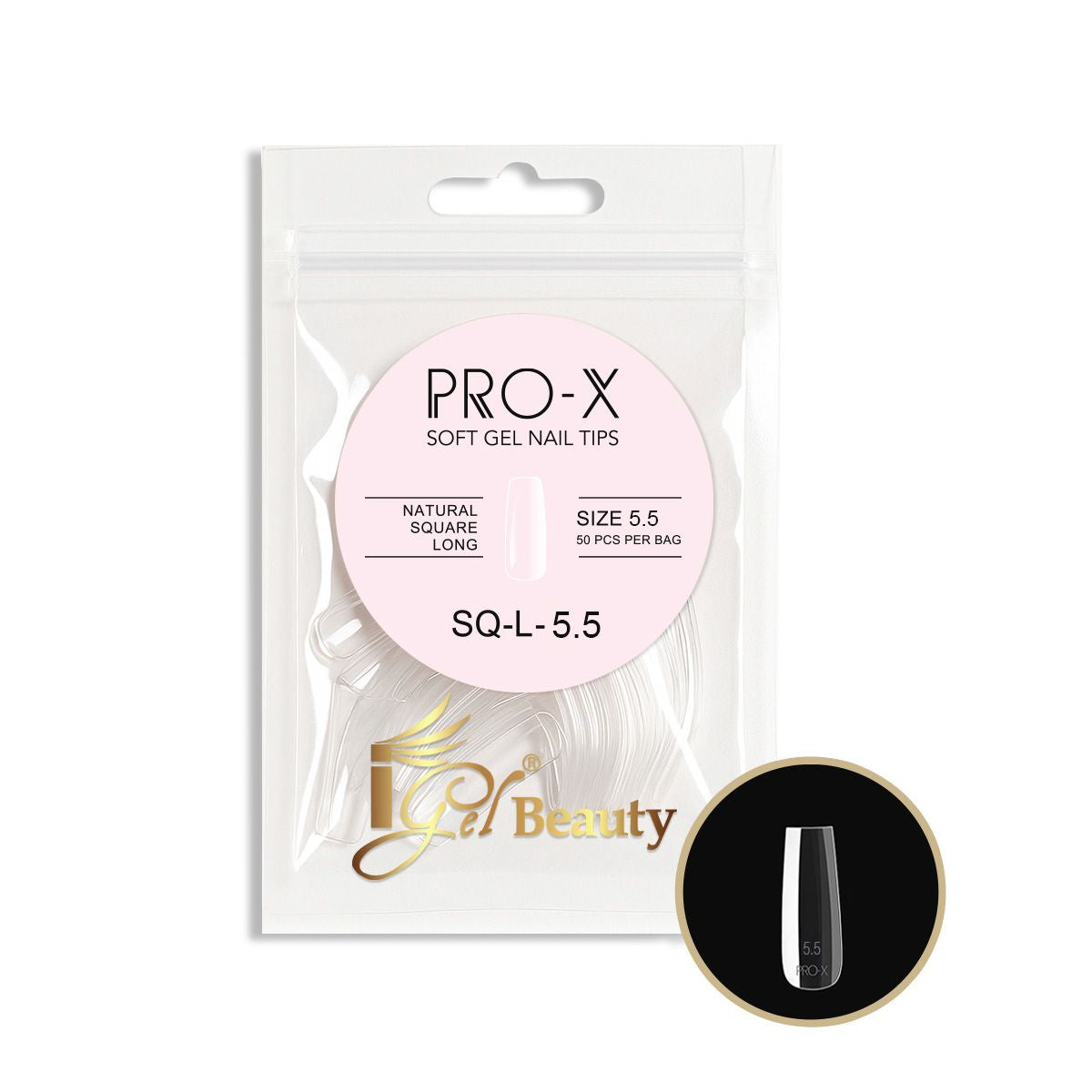 PRO-X Soft Gel Nail Tips 04 - Natural Square Long (Refill Bag)