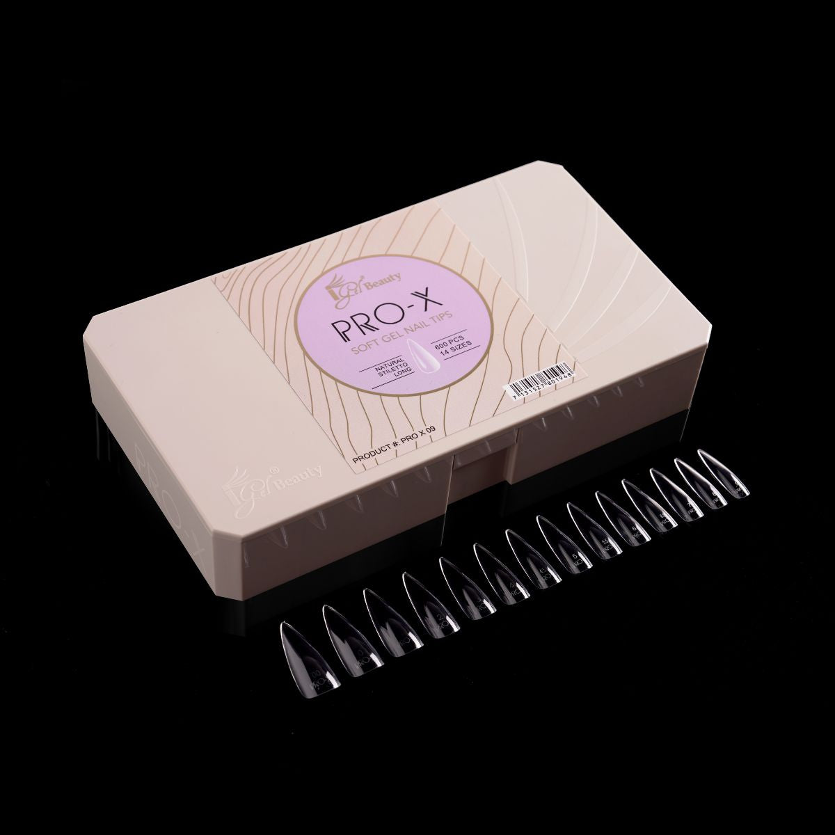 PRO-X Soft Gel Nail Tips 09 - Natural Stiletto Long