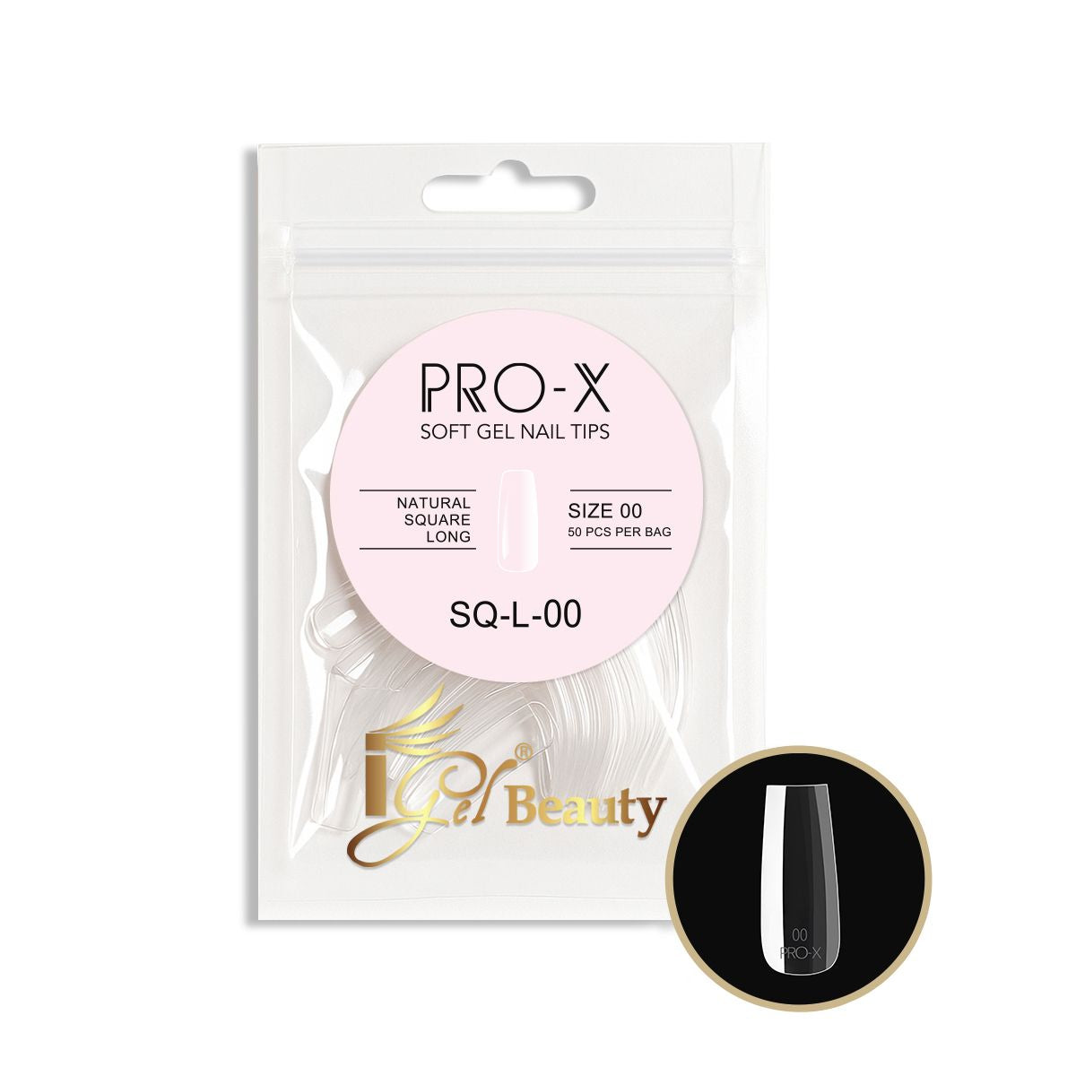 PRO-X Soft Gel Nail Tips 04 - Natural Square Long (Refill Bag)