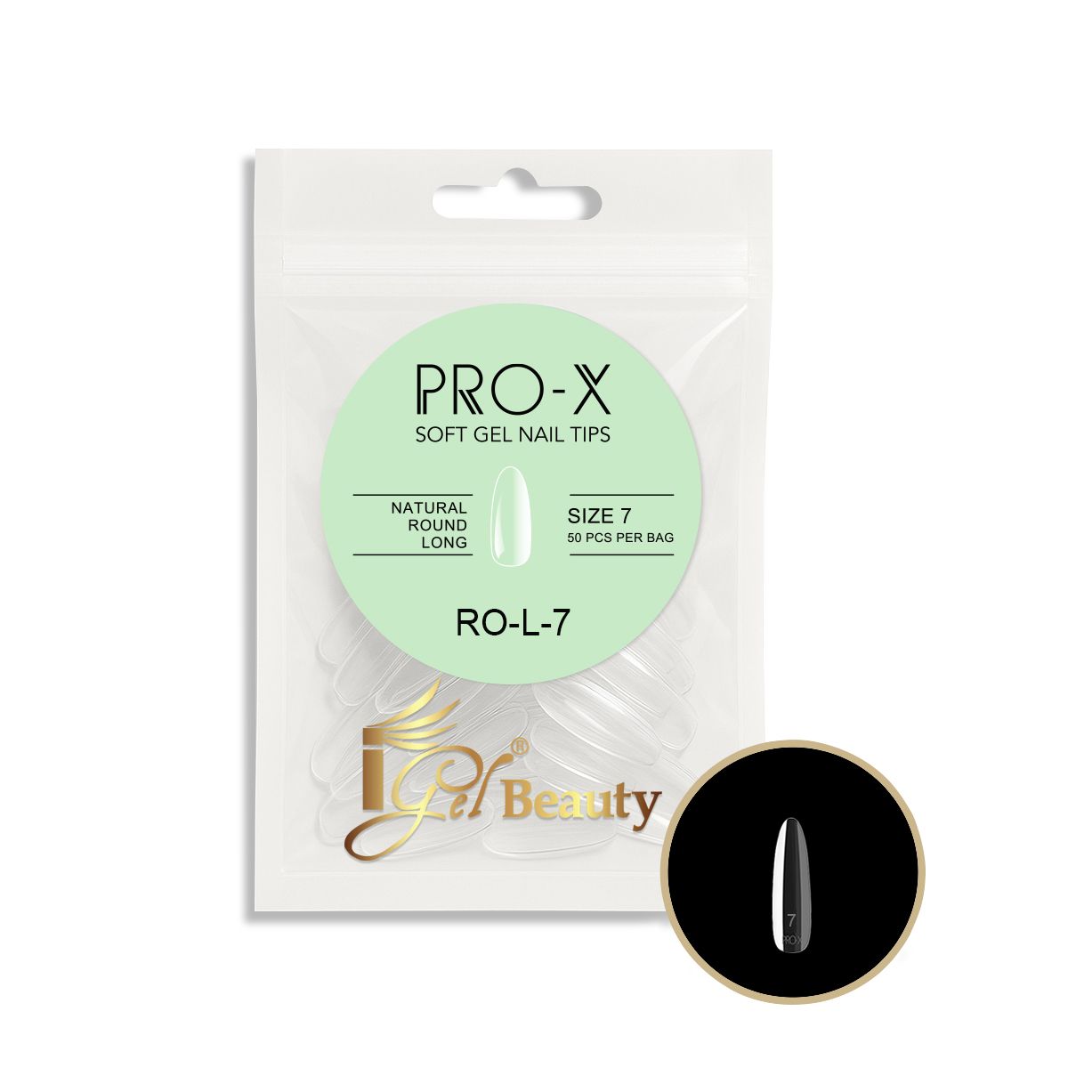 PRO-X Soft Gel Nail Tips 24 - Natural Round Long (Refill Bag)