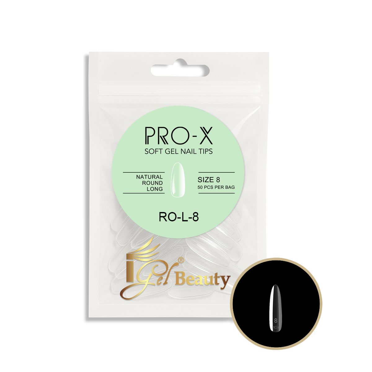 PRO-X Soft Gel Nail Tips 24 - Natural Round Long (Refill Bag)