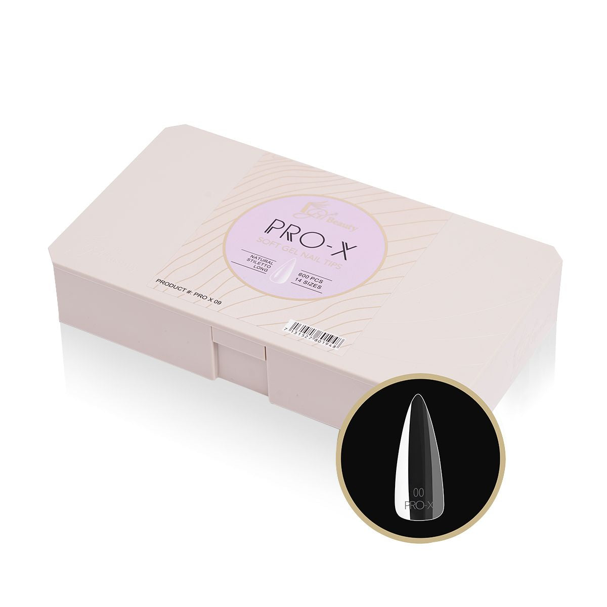 PRO-X Soft Gel Nail Tips 09 - Natural Stiletto Long
