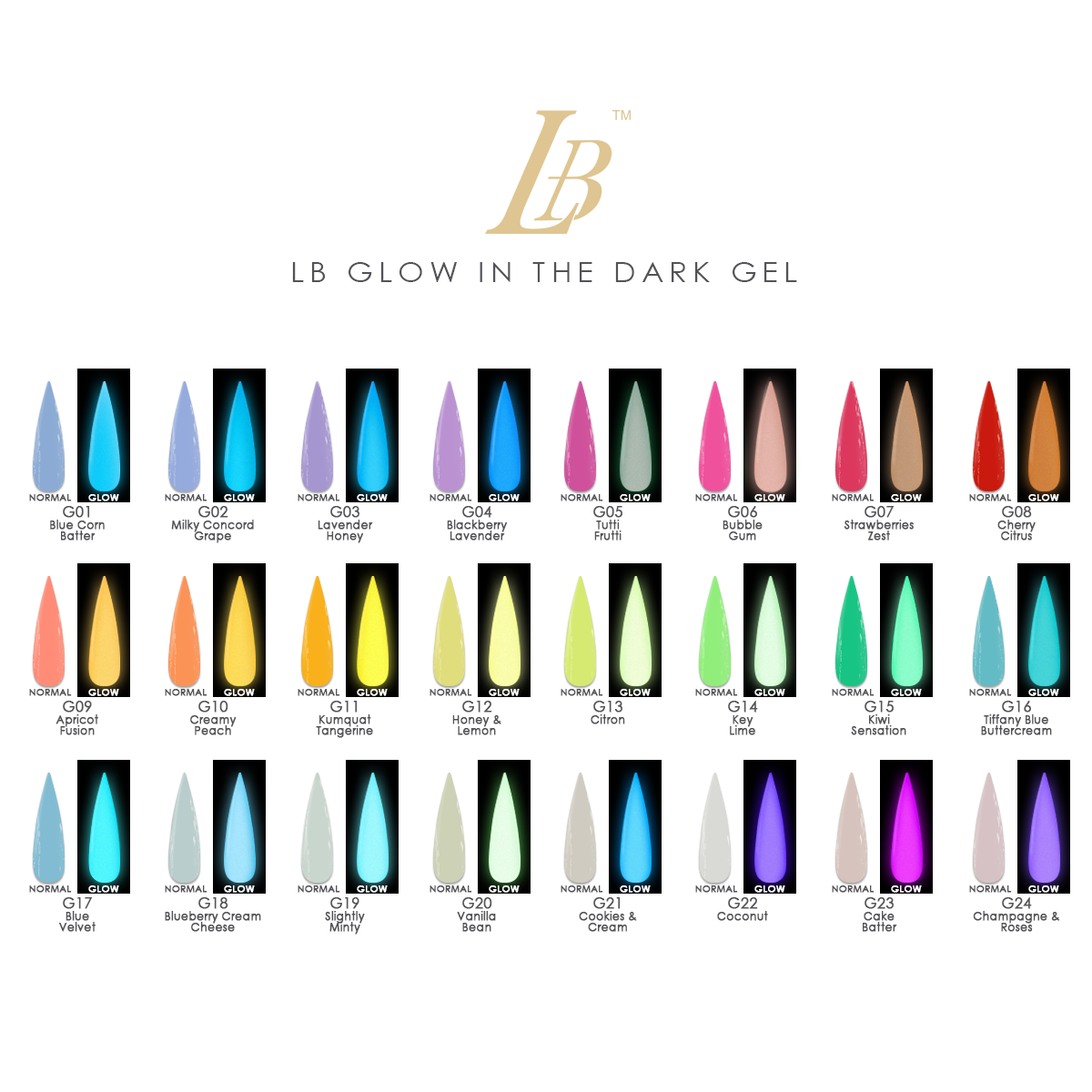 LB GLOW in the Dark Gel Professional Collection