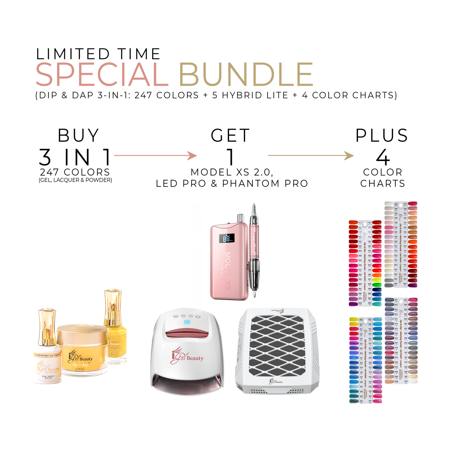 SPECIAL SALE BUNDLE - DIP & DAP 3 IN 1 PROFESSIONAL COLLECTION 1-247 + 1 MODEL XS 2.0, 1 LED PRO AND 1 PHANTOM PRO